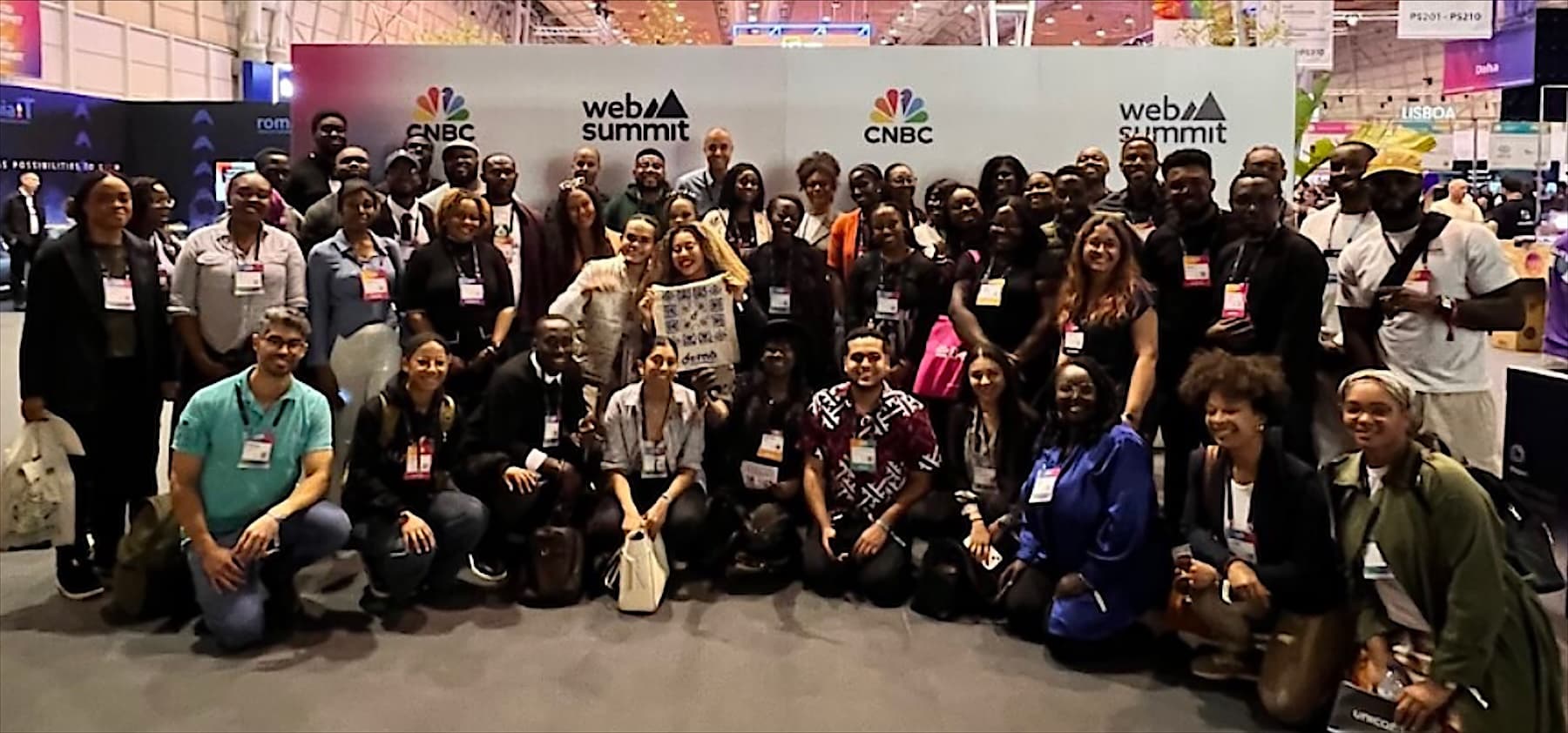 A large group from the Workspace community at the Web Summit stand