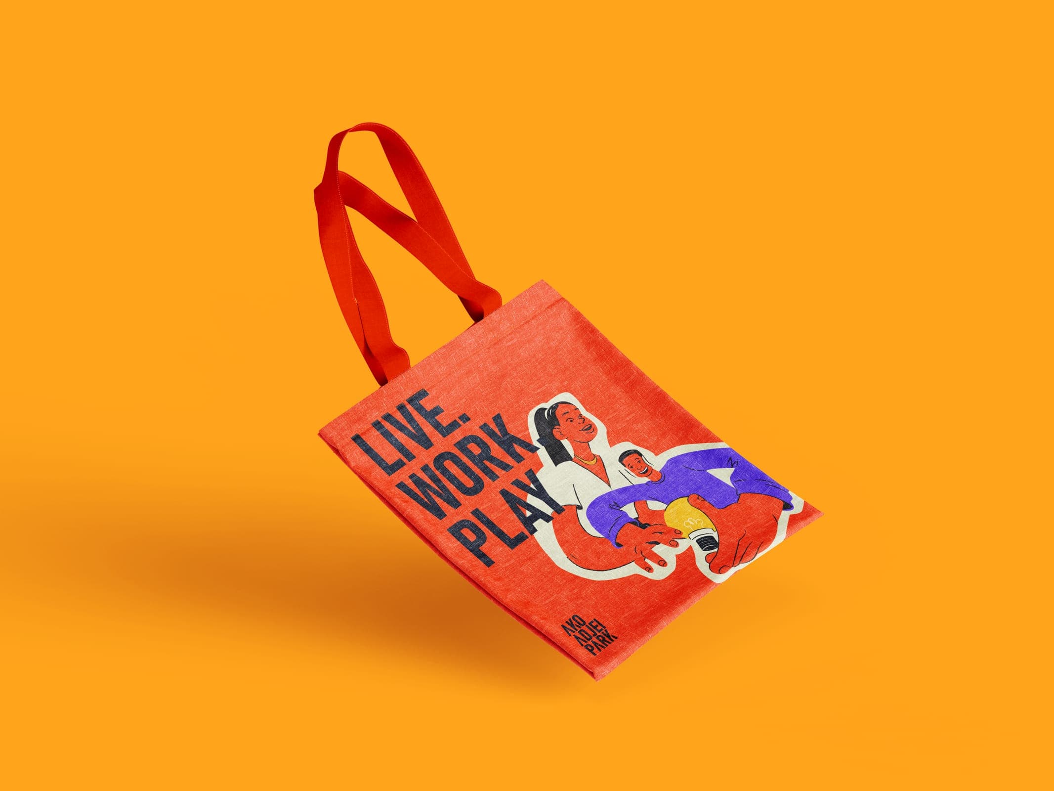 Live Work Play tote bag for Ako Adjei Park