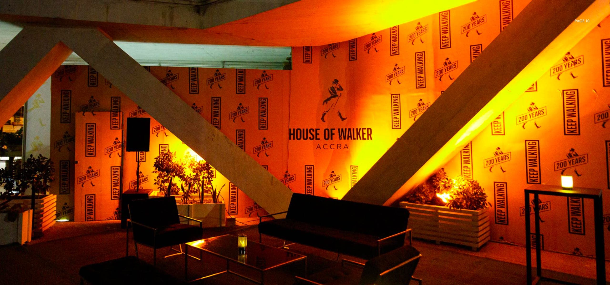 The House of Walker lounge in warm amber light