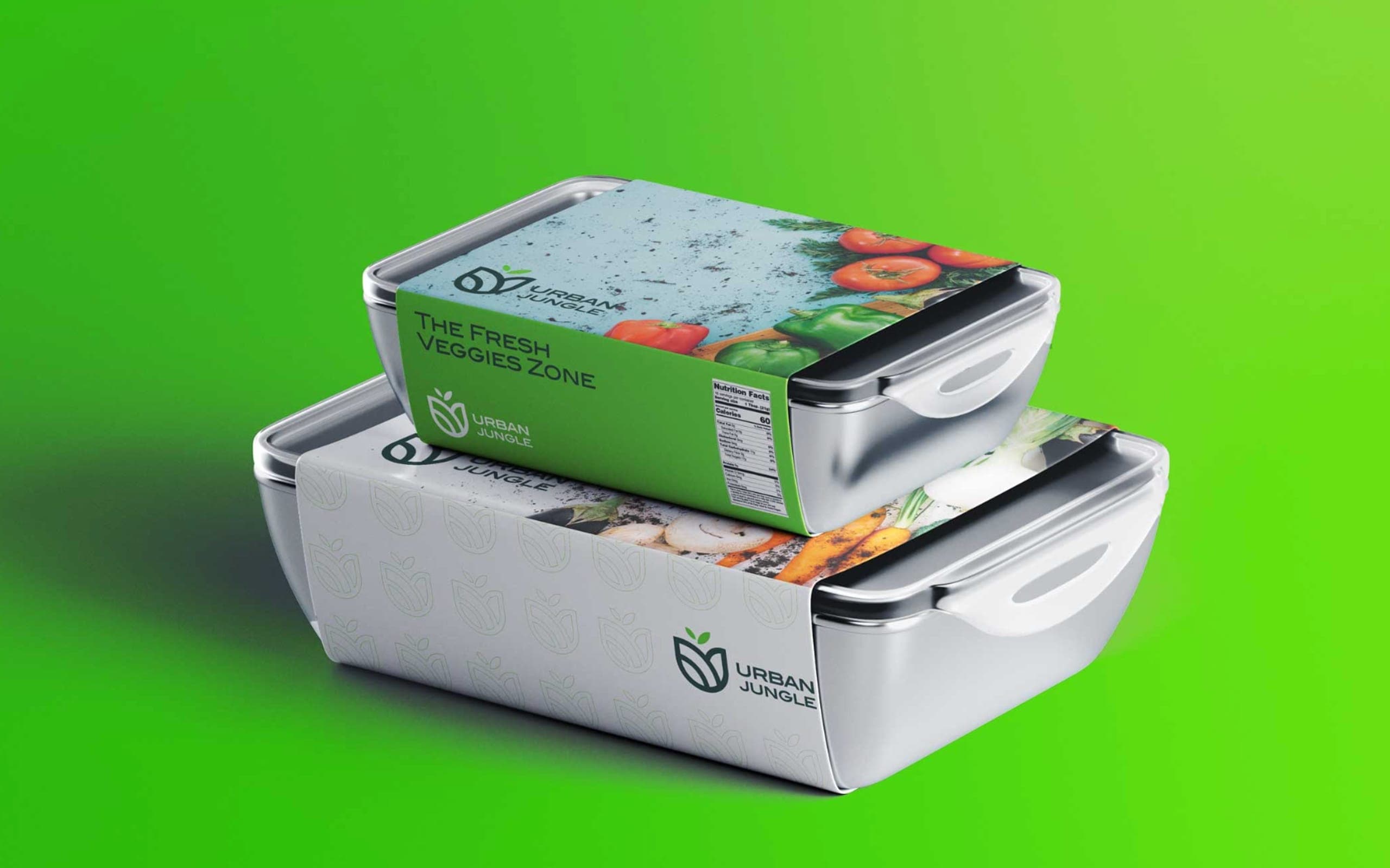 Urban Jungle produce packaging on green