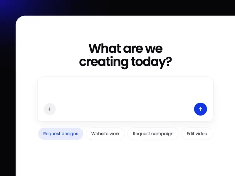 Workspace client portal asking what we are creating today, with a request for an Instagram carousel typed in
